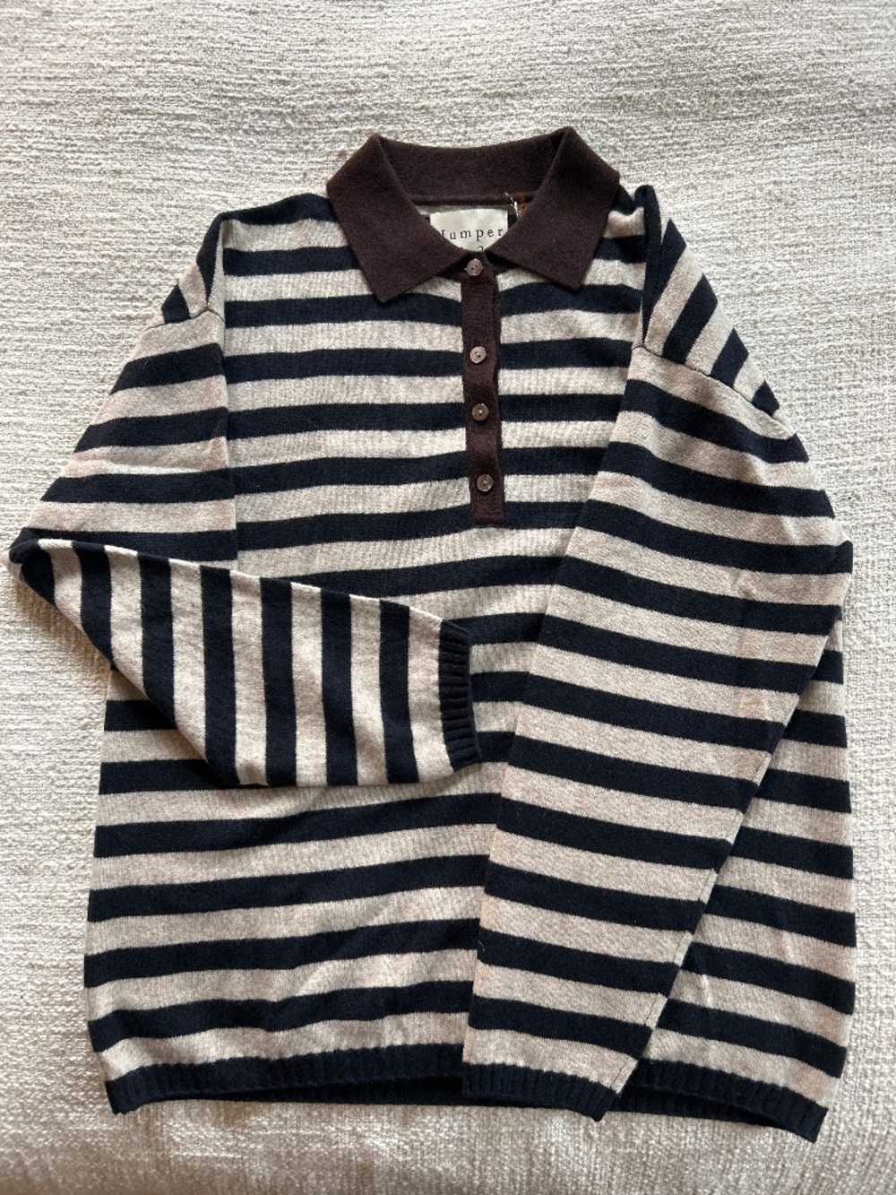 Jumper 1234 Rugby Shirt Color: Latte, Dark Ink & Garlic